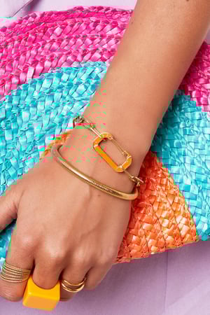 Edelstahlarmband mit Gliederanhänger Rosè & h5 Bild2